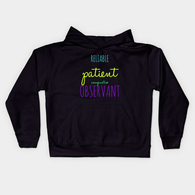 ISFJ Reliable Patient Imaginative Observant Kids Hoodie by coloringiship